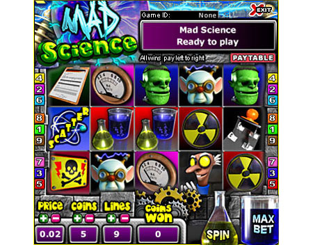 bingo cafe mad scientist 5 reel online slots game